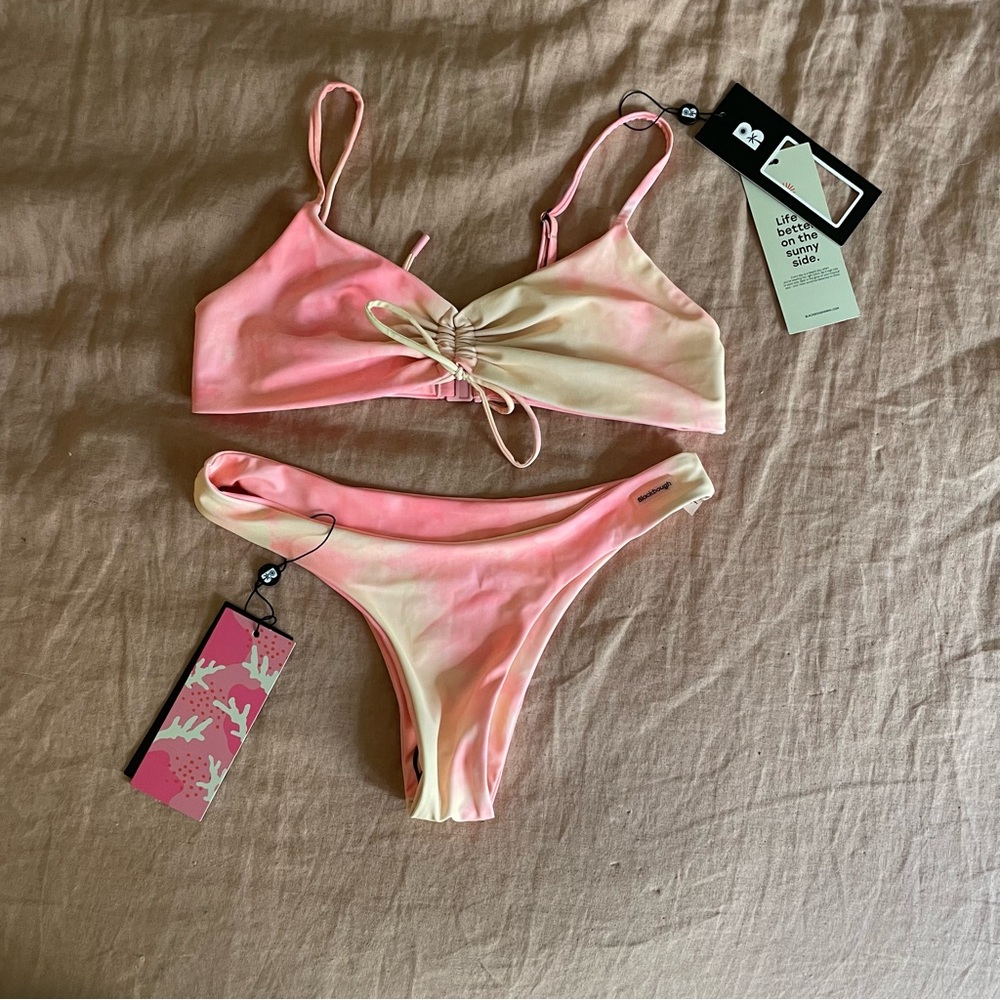 Bottoms Only Pink and Yellow Bikini with High-Leg Cut